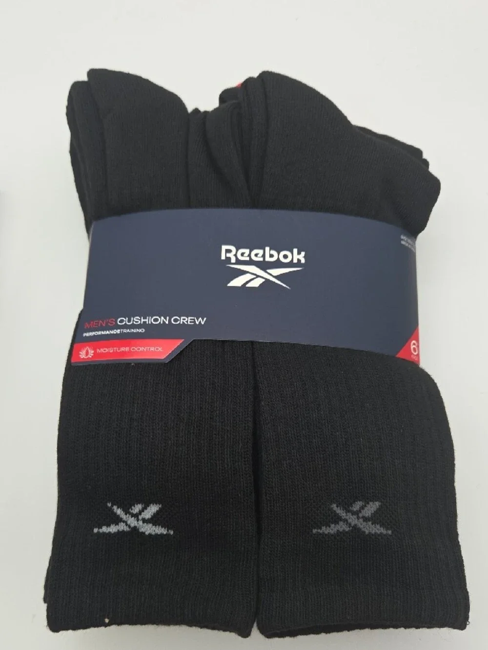 12 Reebok Men's Cushion Crew Socks  6-Pack White And 6-Pack Black